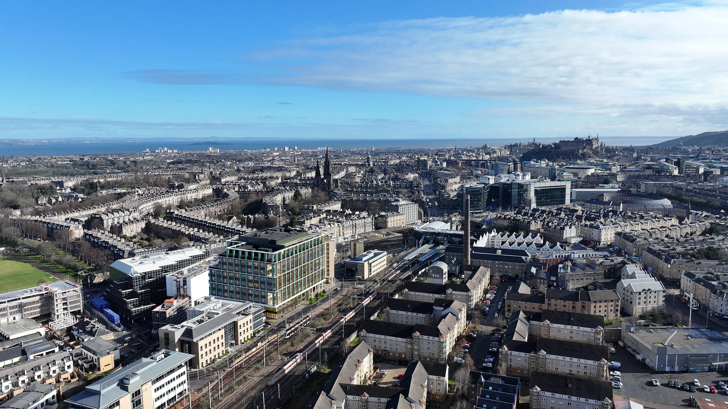 Aerial view of Haymarket in Edinburgh